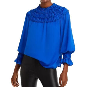 Kobi Halperin Marti Smocked Royal Blue Blouse XS